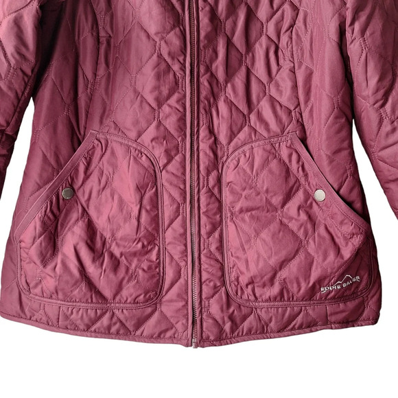 Eddie Bauer Women Medium Lightweight Burgundy Quilted Full Zip Field Jacket - Picture 8 of 16